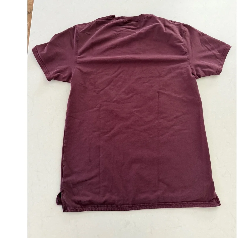 BYLT Premium Basics Mens LUX Drop-Cut T-Shirt Burgundy Maroon Split Hem Large - Picture 6 of 6